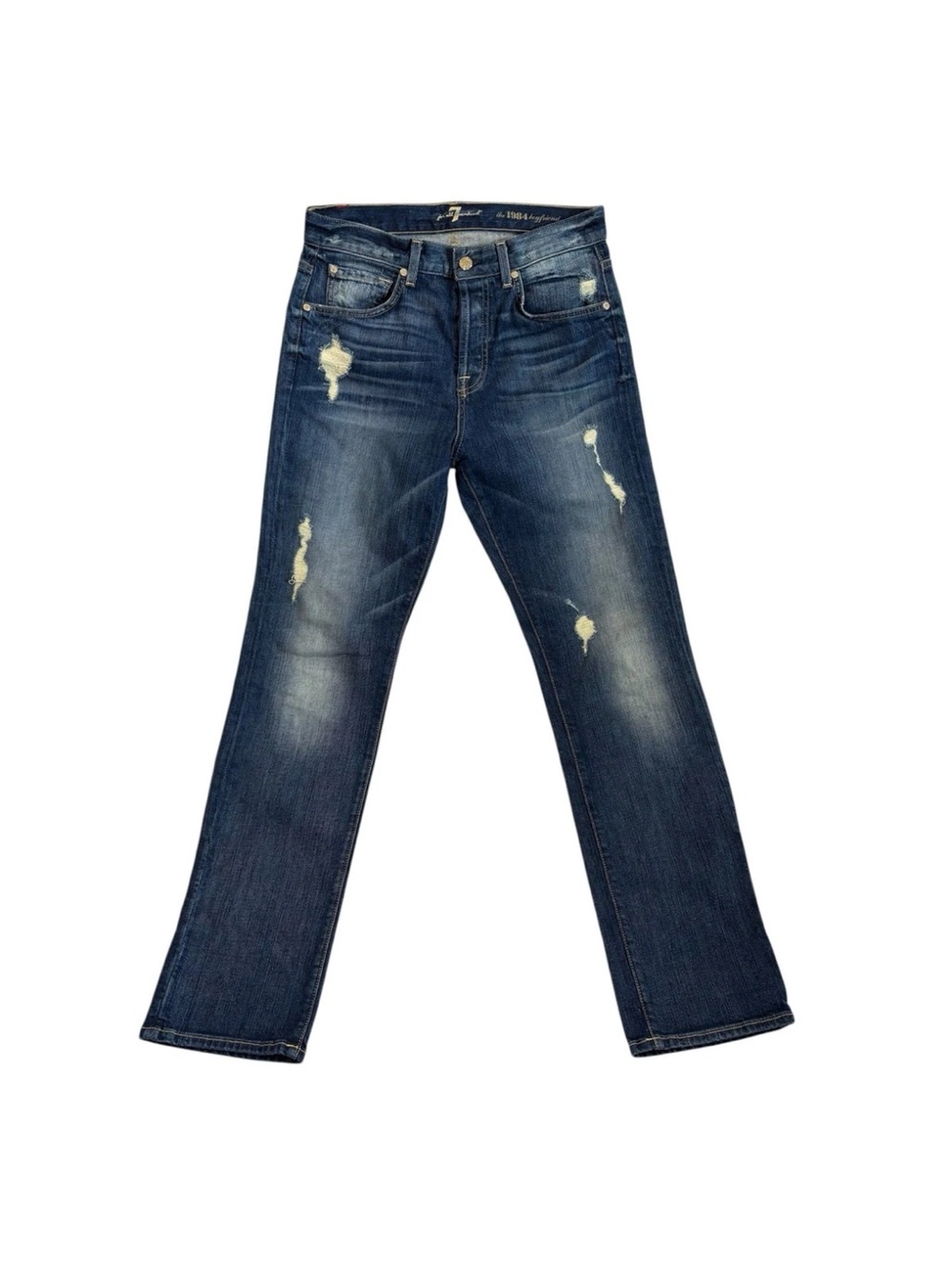 7 for all Mankind The 1984 Boyfriend Distressed Button Fly Jeans Size 28